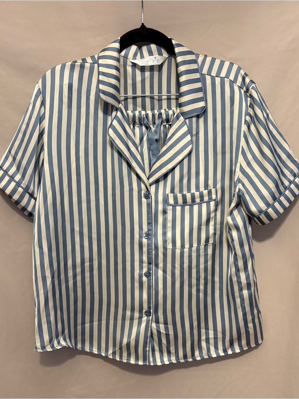 Primark Cares Blue White Striped Satin Pajama Set Shorts S